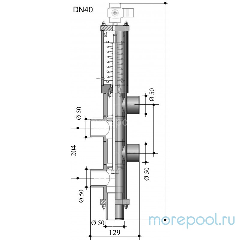 Вентиль Besgo 5-ти поз. DN 40/Ø 50 мм, 204 мм, с электромагн. кл-ном 230В