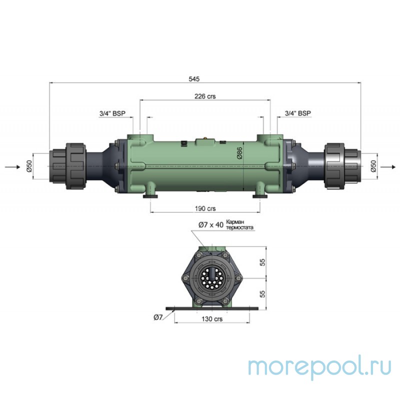 Теплообменник разборный BOWMAN 70кВт, трубки титан