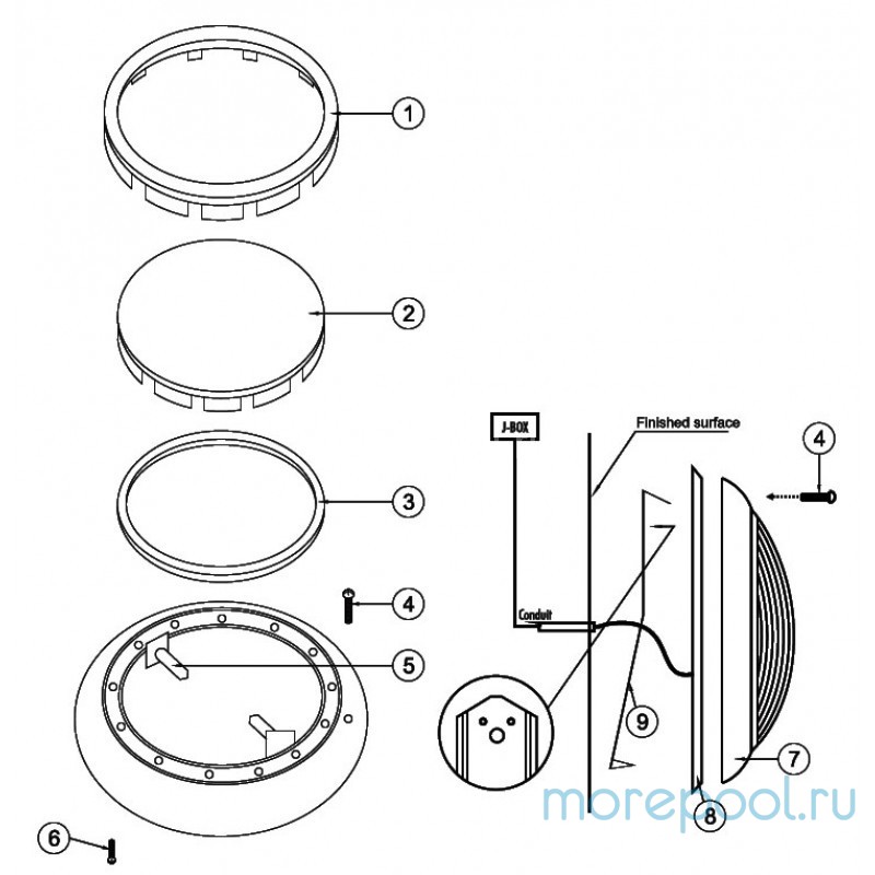 Подводный светильник TLT150, 150 Вт, нерж.сталь, бетон