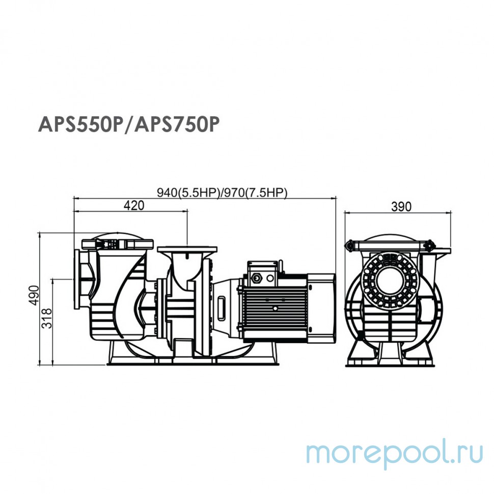 Насос APS1000P (380В, 180м3/ч, 10HP)